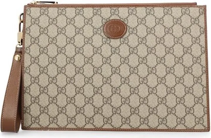 Gucci Logo Jacquard Zipped Clutch Bag
