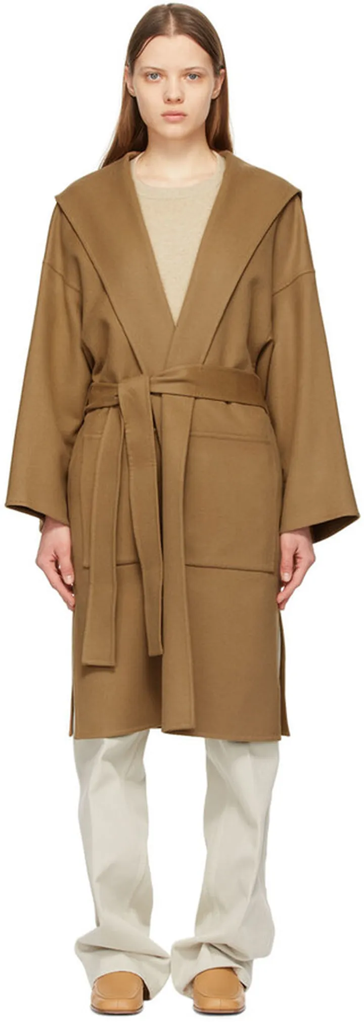 Loewe Brown Hooded Belt Coat
