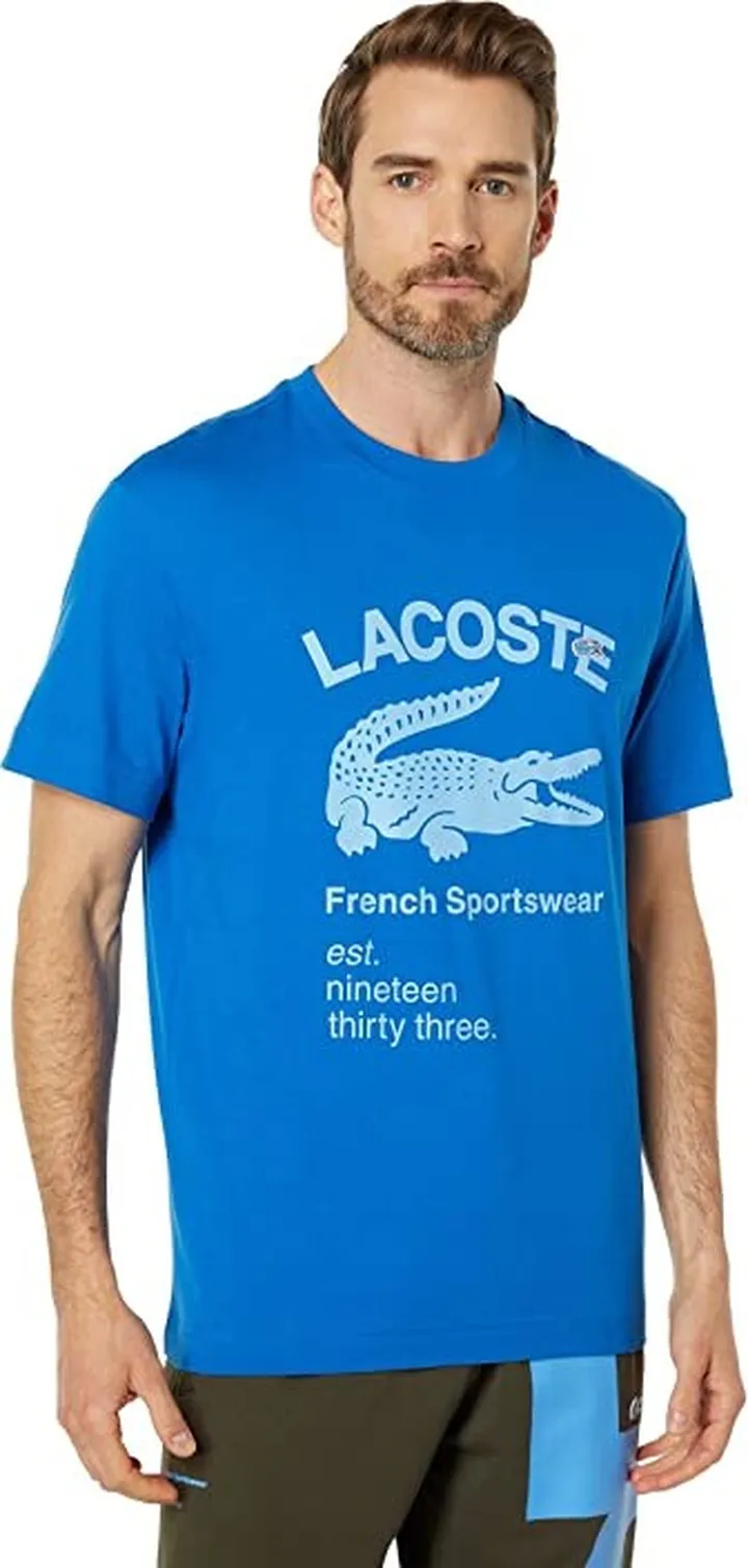 Lacoste Graphic Croc Print T-Shirt (Marina) Men's Clothing