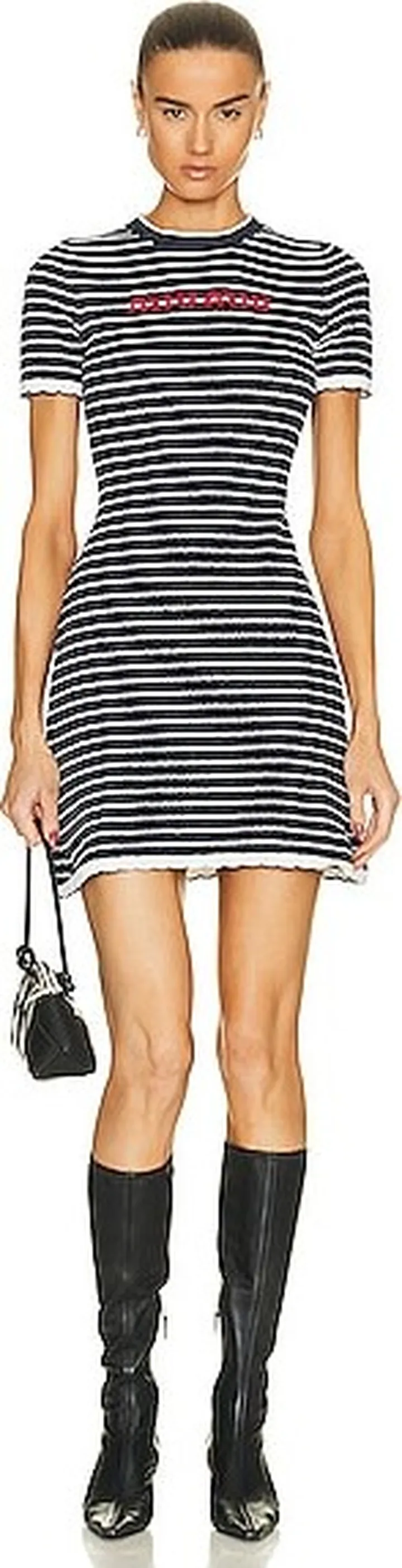 Miu Miu Short Sleeve Mini Dress in Navy