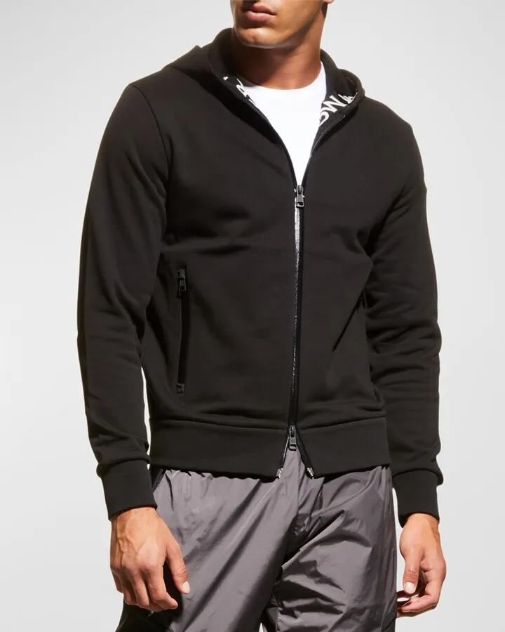 Men's Logo-Tape Fleece Zip Hoodie