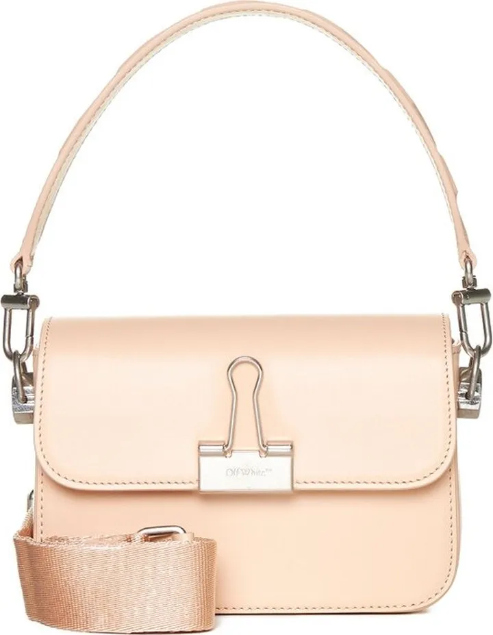 Off-White Binder Foldover Top Small Shoulder Bag