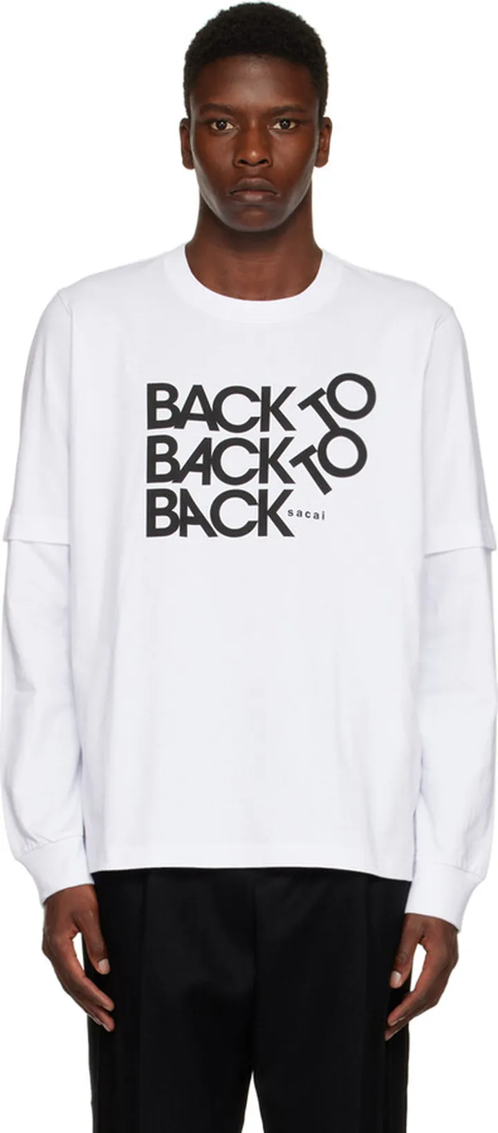 sacai White Back To Back To Back Long Sleeve T-Shirt
