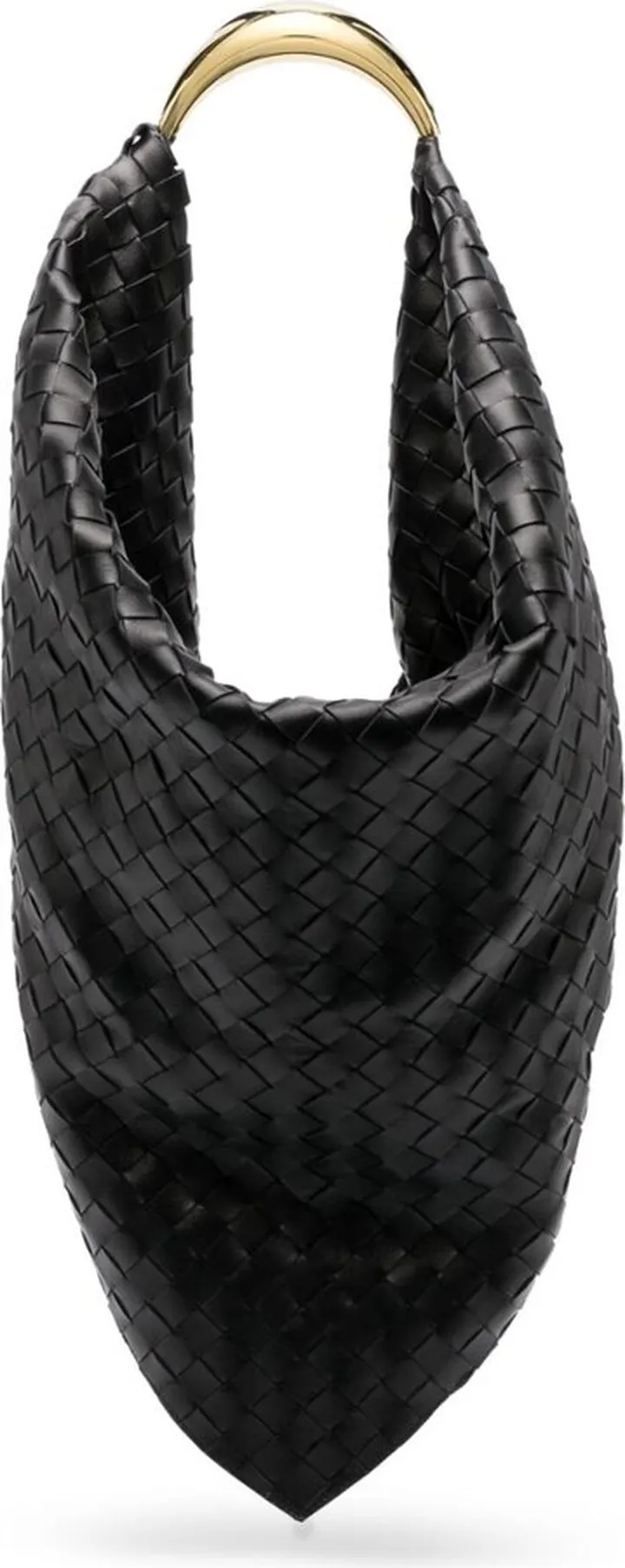 Black Foulard Woven-Leather Shoulder Bag