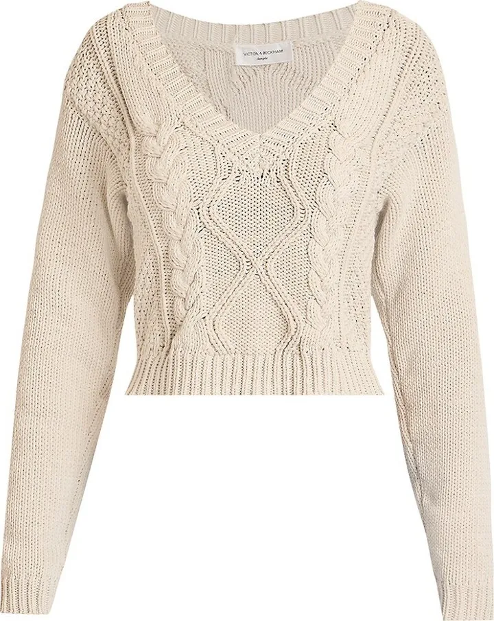 V-Neck Cable-Knit Sweater