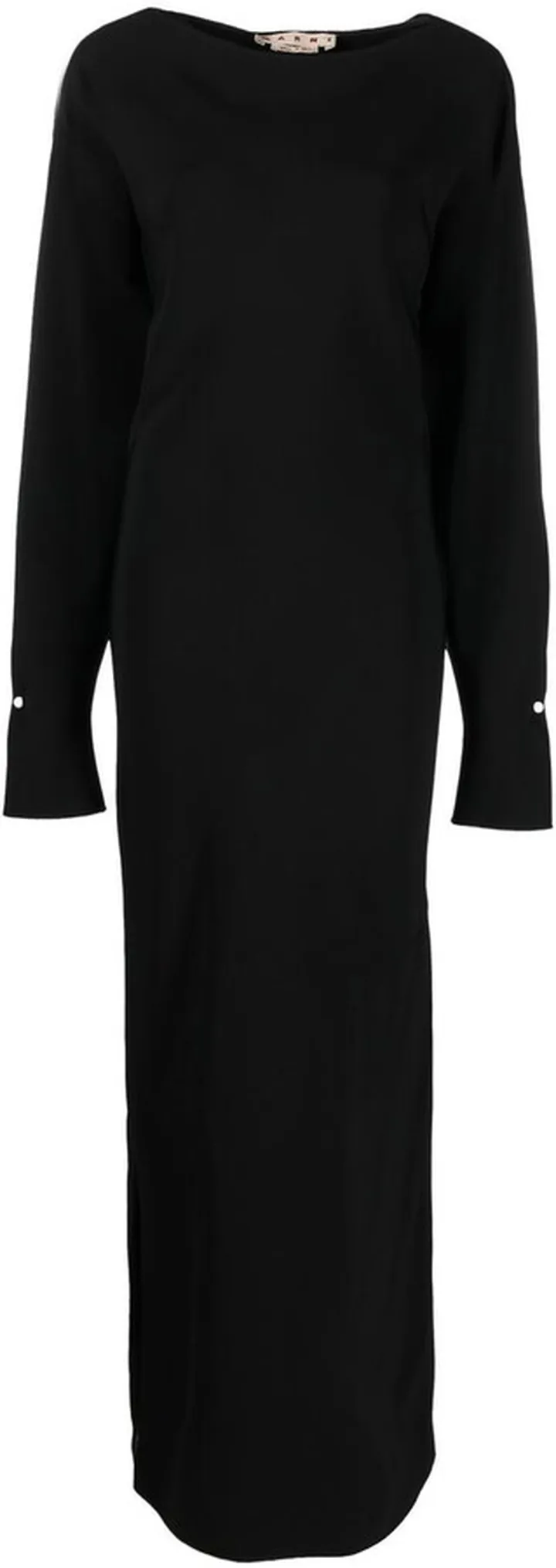 Buttoned-Cuff Crepe Dress