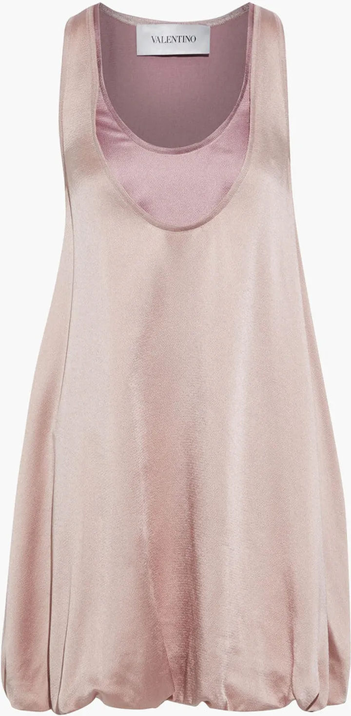 Layered hammered satin-crepe mini dress