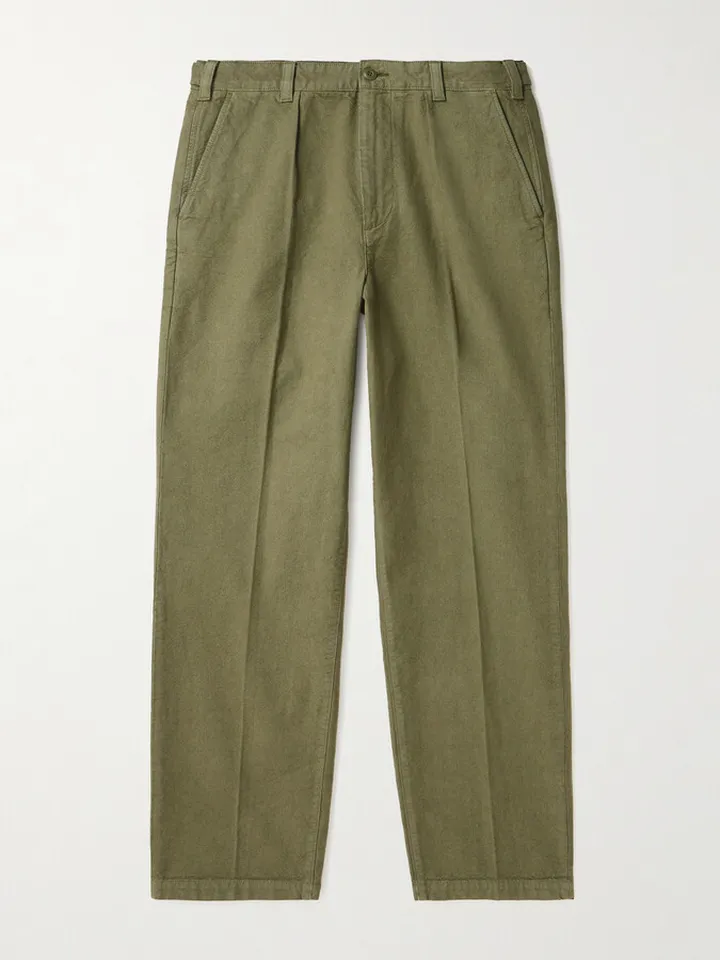Eurythmics Straight-Leg Pleated Cotton-Twill Trousers