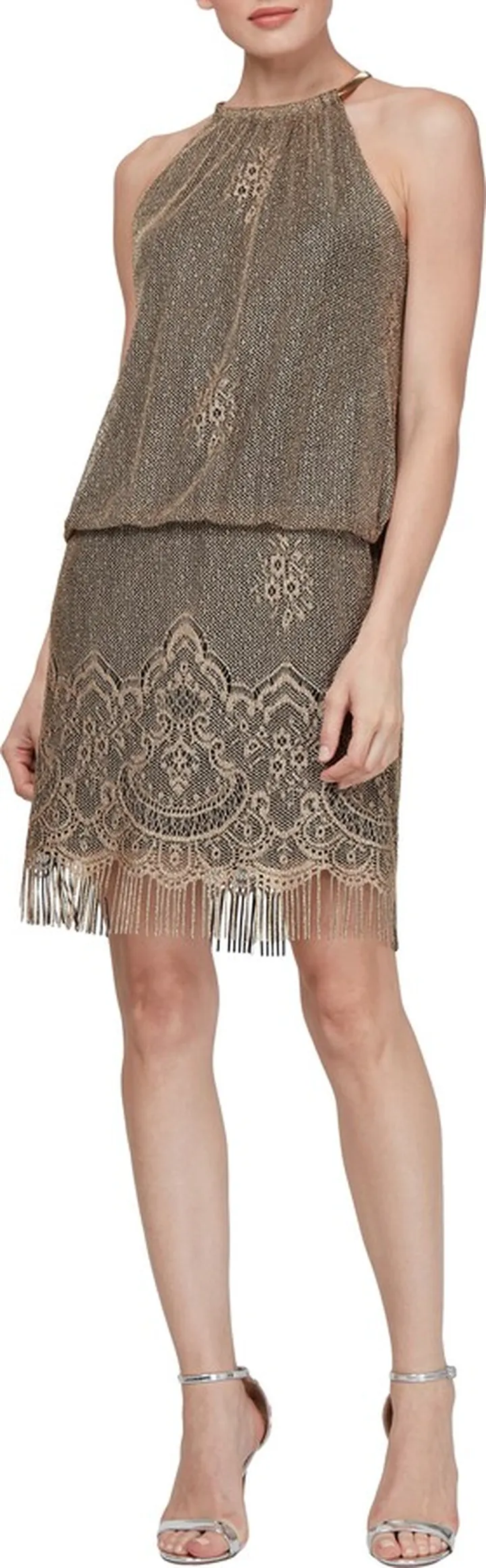 Chain Neck Blouson Dress