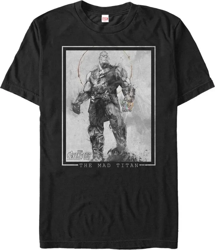 Men's Marvel Avengers: Infinity War Thanos Grayscale T-Shirt - Black - X Large