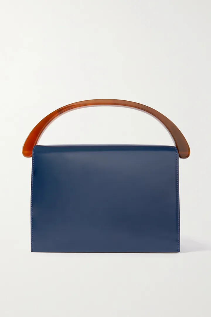 Dries Van Noten - Glossed-leather Shoulder Bag - Blue