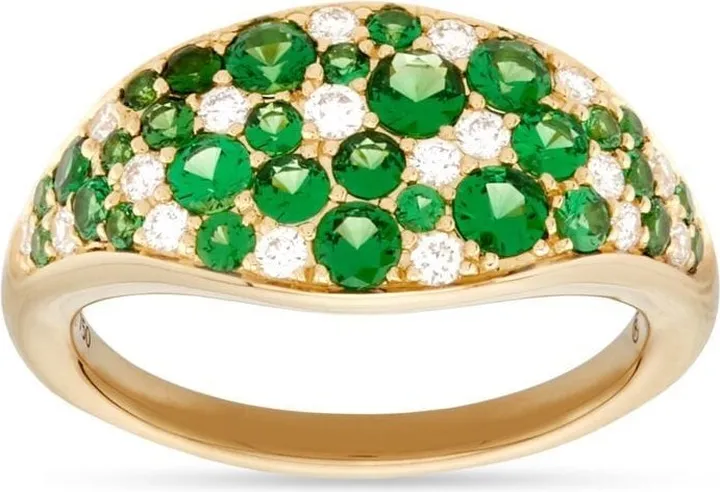 18kt Yellow Gold Tsavorite And Diamond Signet Ring
