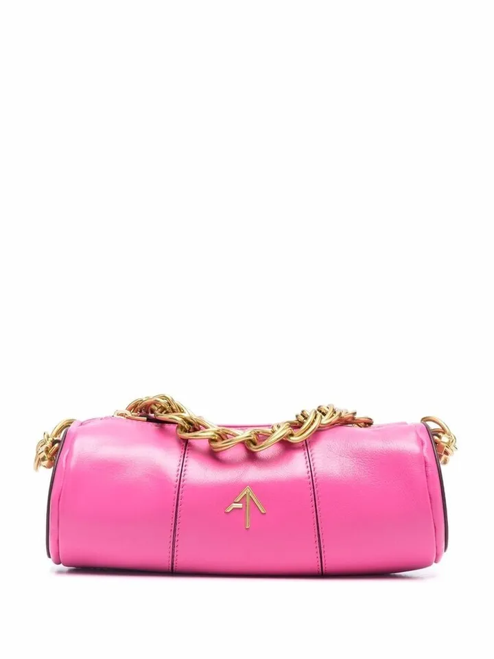 Chain-Link Leather Barrel Bag