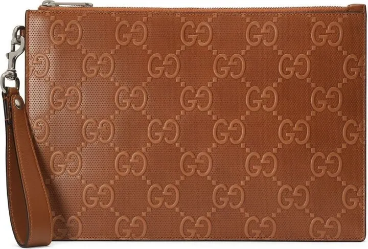 GG embossed leather pouch