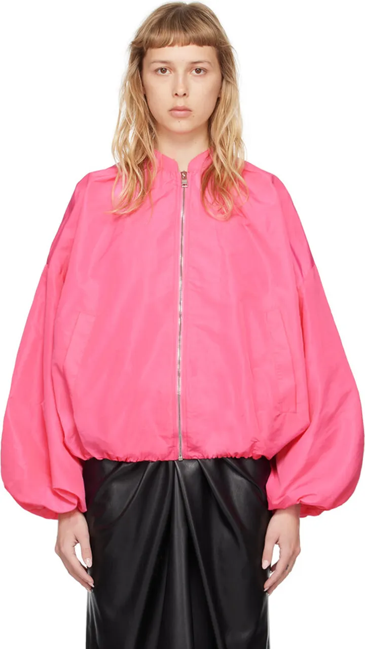 MSGM Pink Balloon Sleeve Bomber Jacket