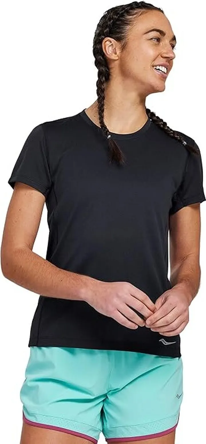 Saucony Stopwatch Short Sleeve (Black) Women's Clothing