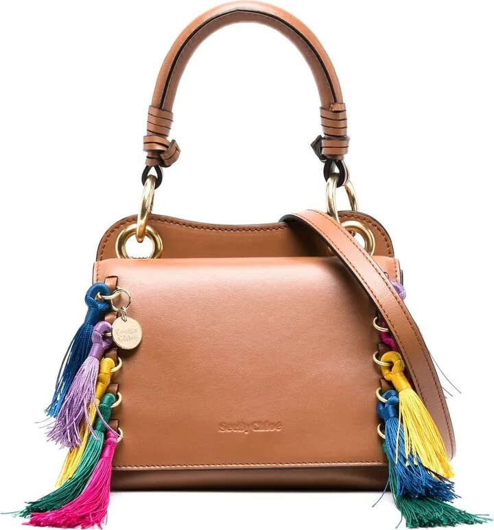 Tilda tassel-trim leather tote