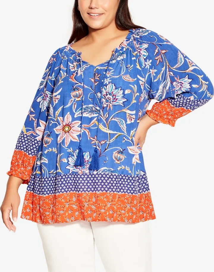 Avenue Plus Size Brea Peasant Top