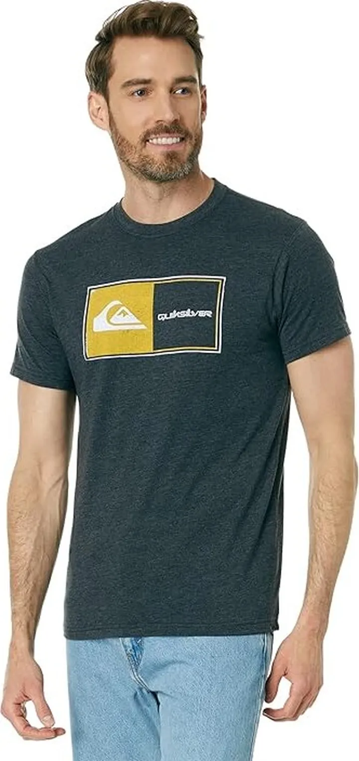 Quiksilver Core Lockup Short Sleeve Tee (Charcoal Heather) Men's Clothing