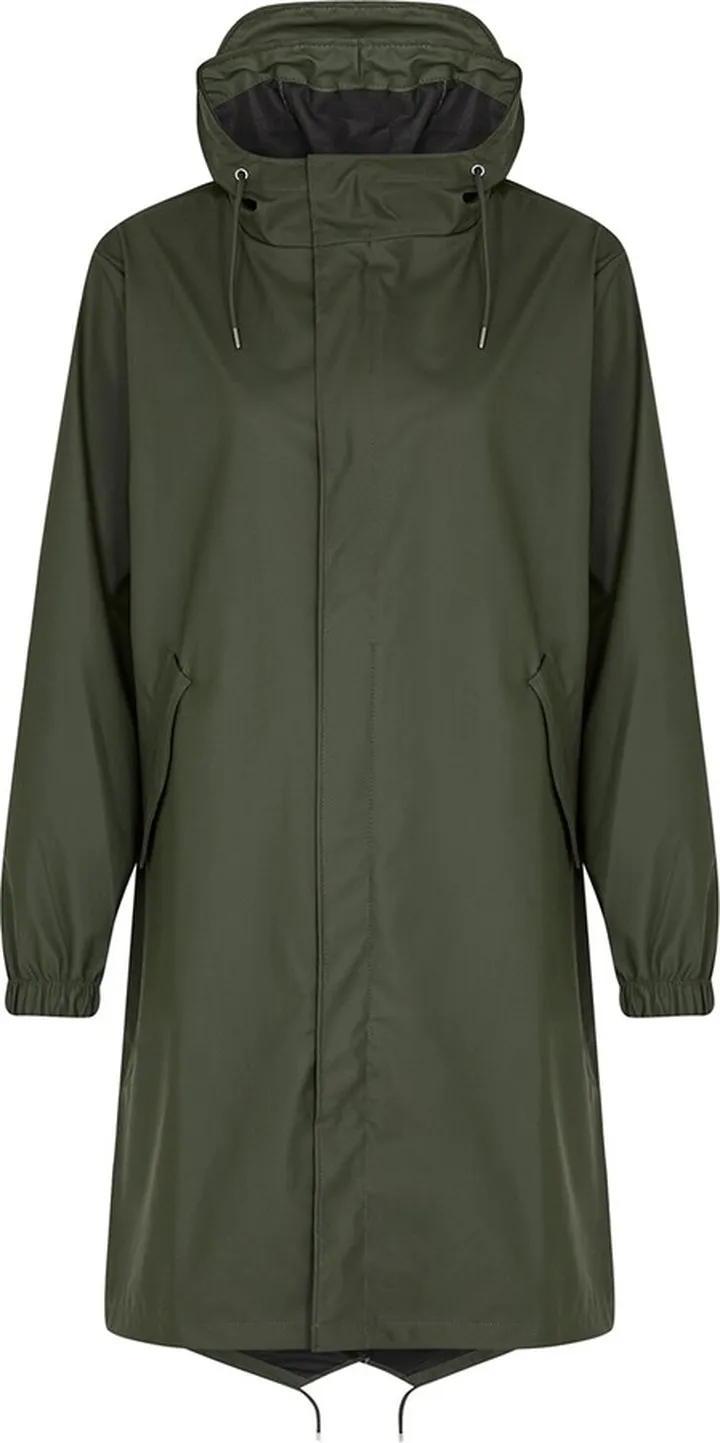 Rains Green Hooded Rubberised Parka