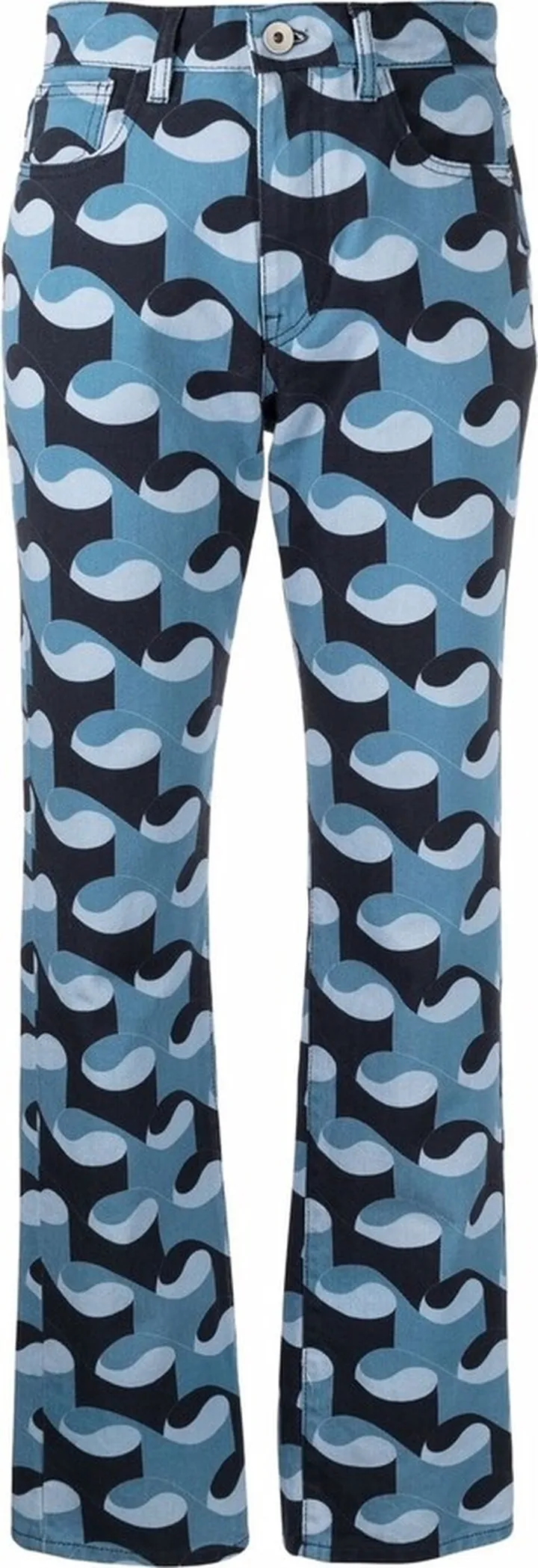 Wave-Print Bootcut Jeans