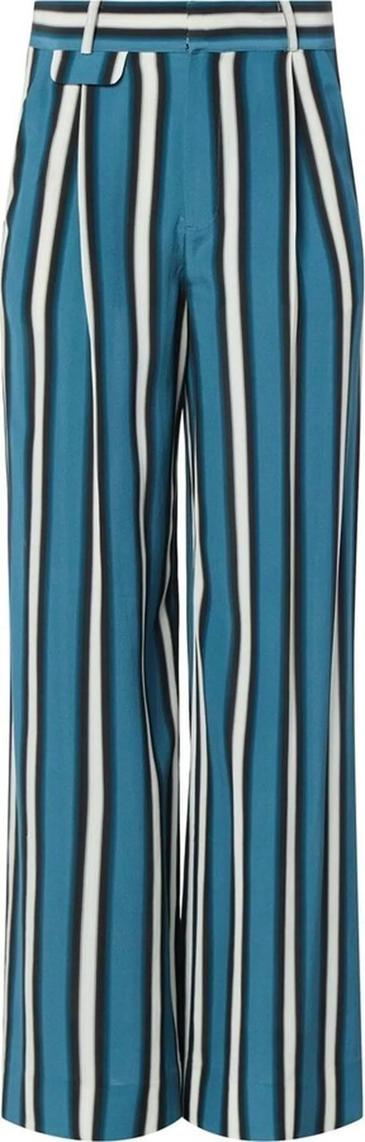 Stripe-Print Silk Tailored Trousers