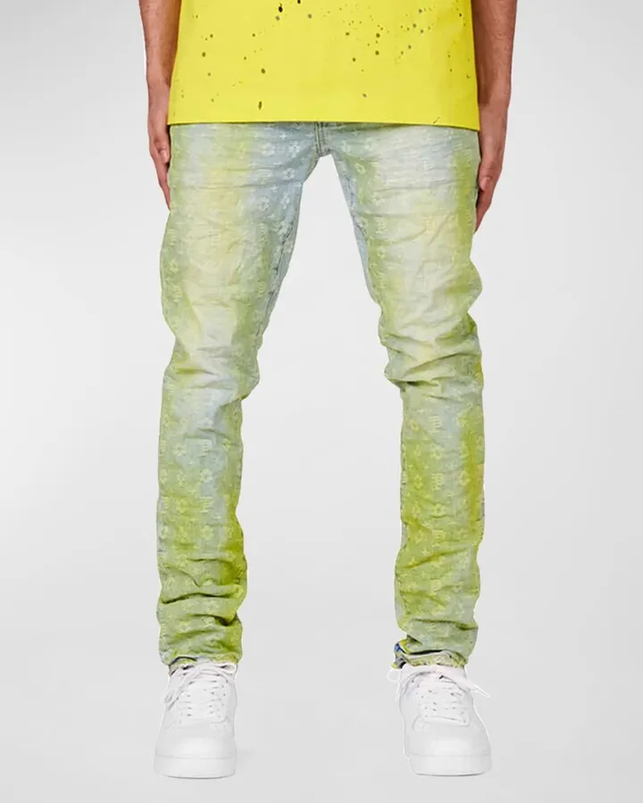 Men's Printed Over-Dye Skinny Jeans