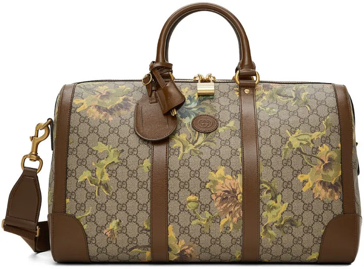 Gucci Brown GG Carnation Print Duffle Bag