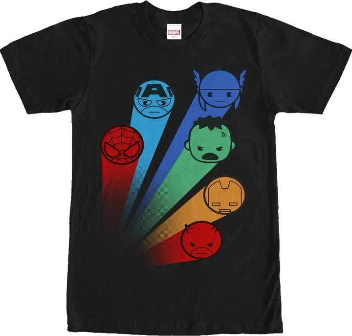 Men's Marvel Avengers Kawaii Rainbow T-Shirt - Black - Large