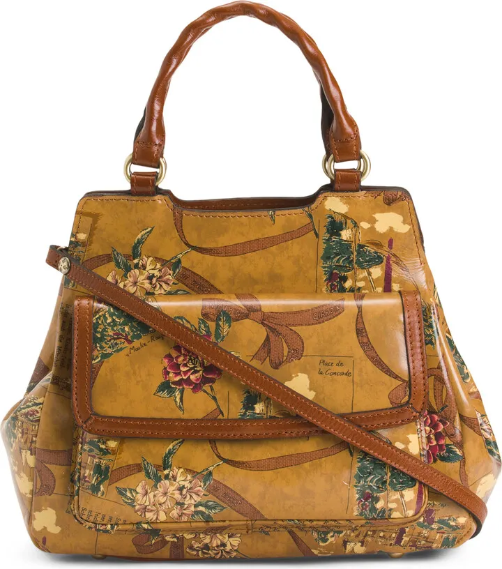 Derby Large Leather Framed Printed Satchel