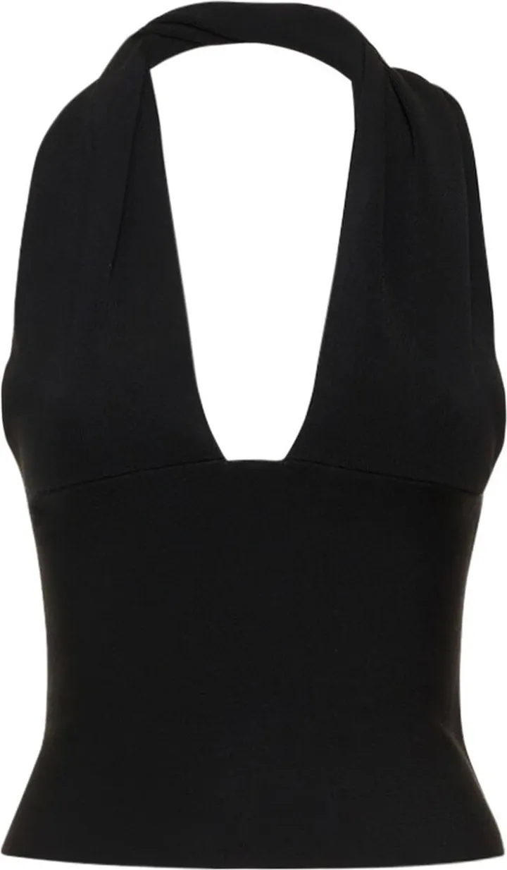 Viscose knit halter neck crop top