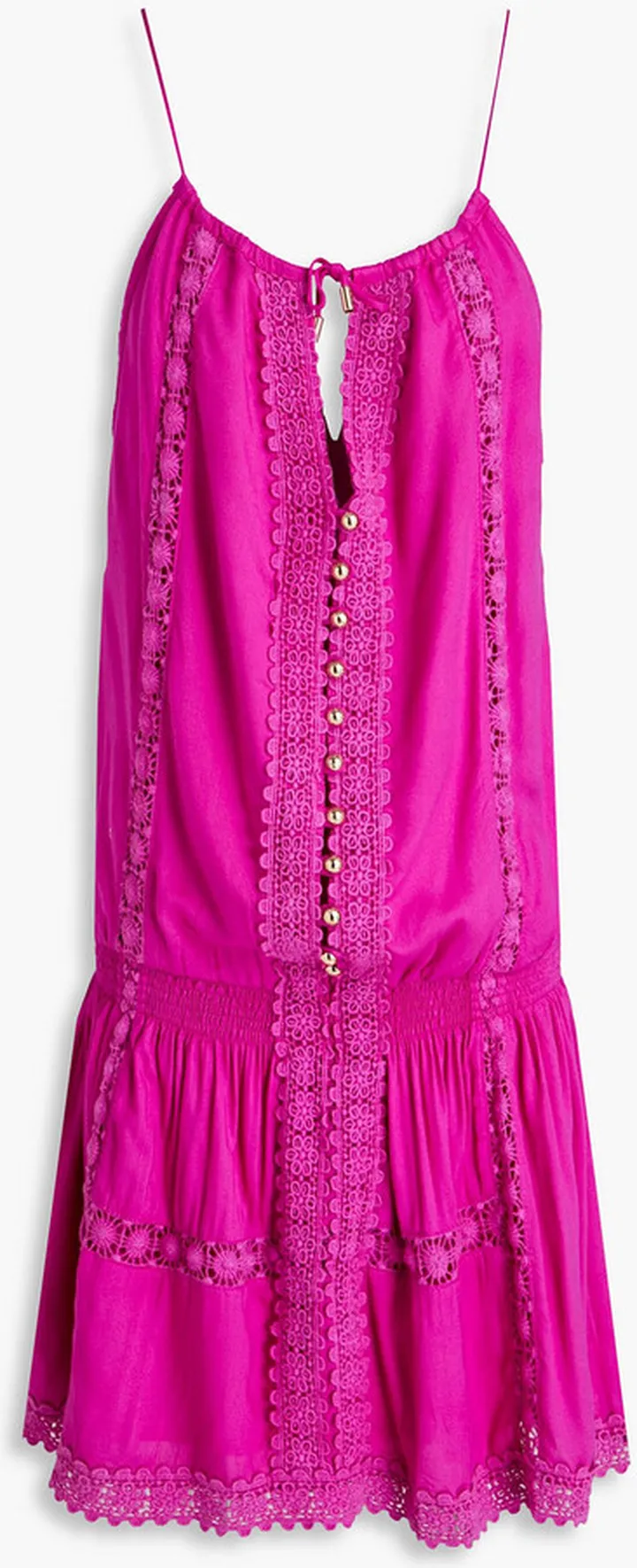 Chelsea embellished lace-trimmed voile mini dress