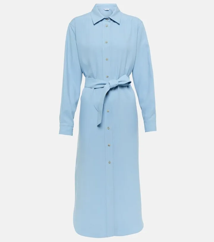 Volante silk shirt dress