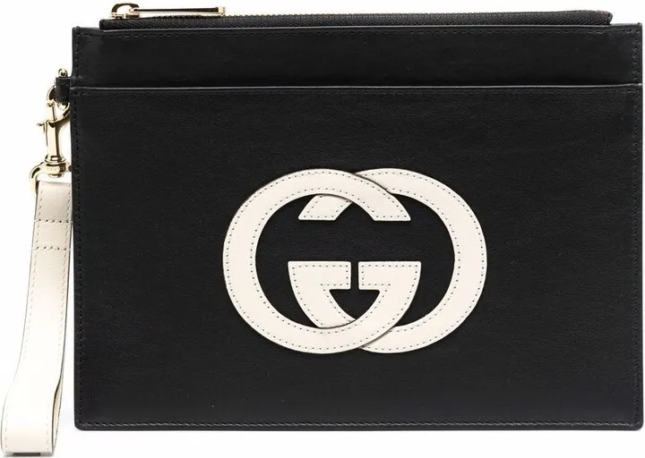 Interlocking G logo-plaque zip pouch