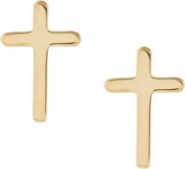 14K Yellow Gold Cross Earrings