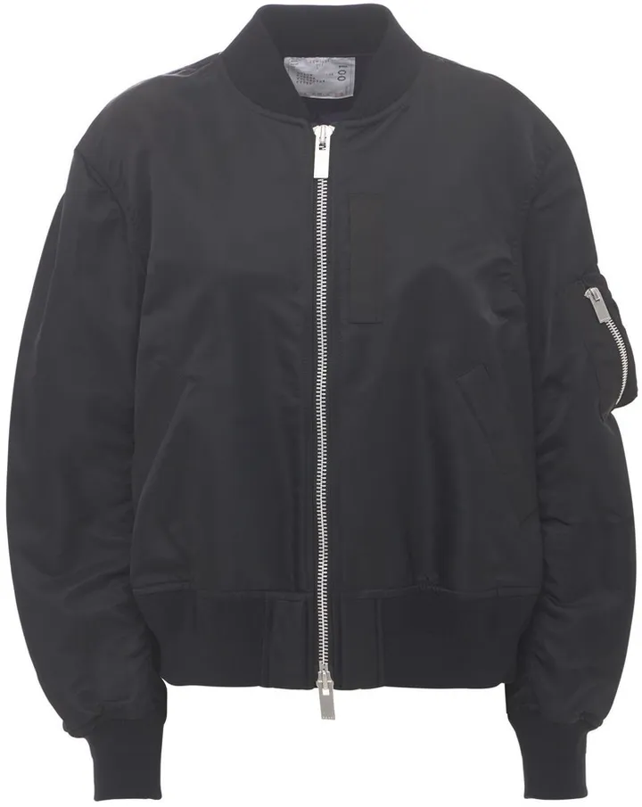 Zip-up nylon bomber jacket
