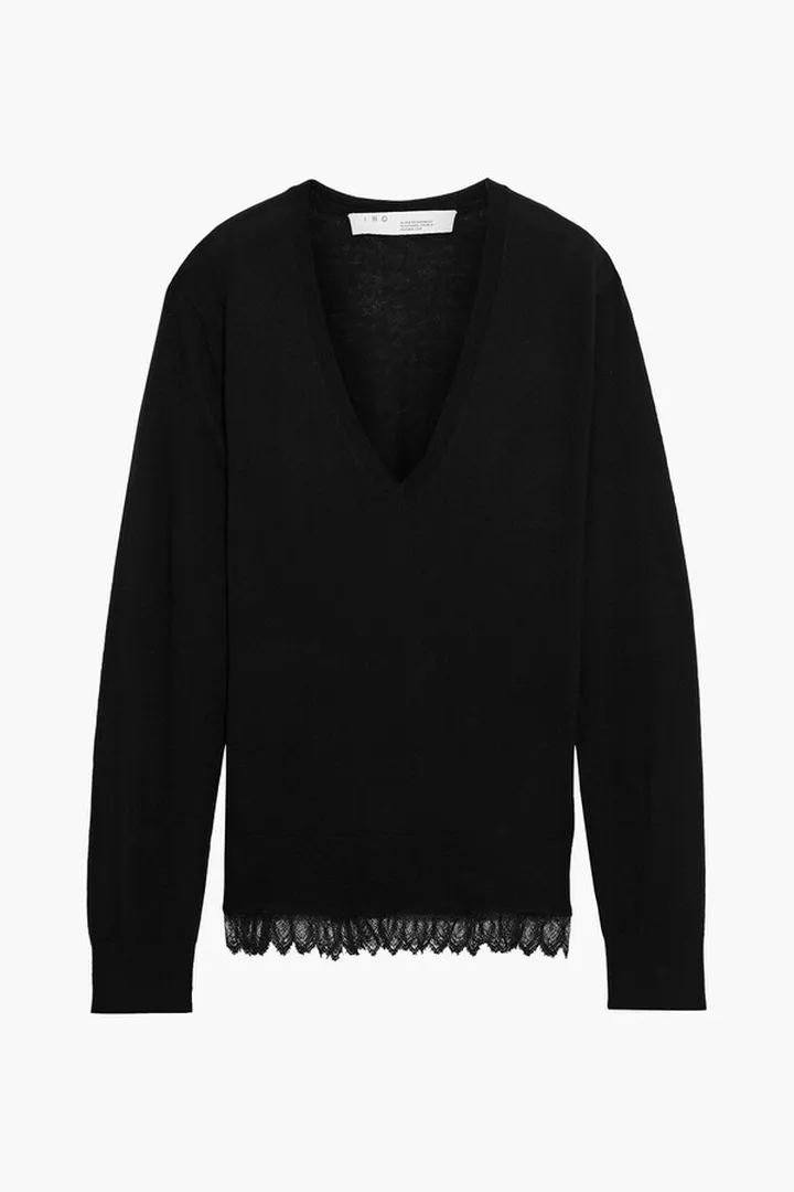 Sophya lace-trimmed cashmere sweater