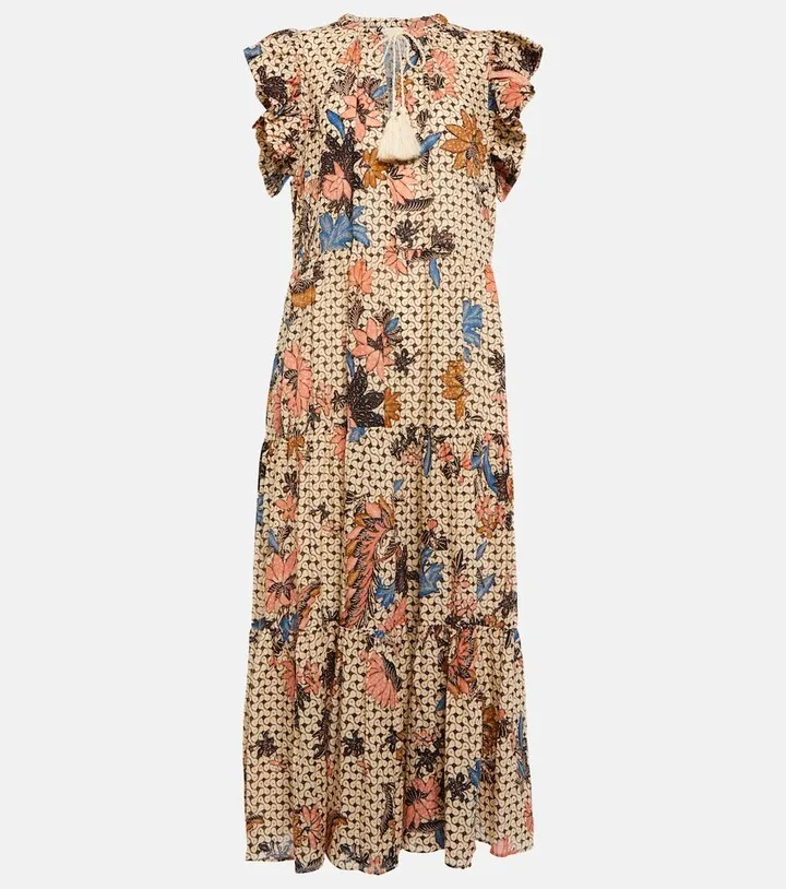 Arinella floral cotton-blend midi dress