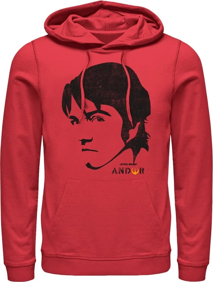 Men's Star Wars: Andor Cassian Eye Glare Pull Over Hoodie - Red - 3X Large