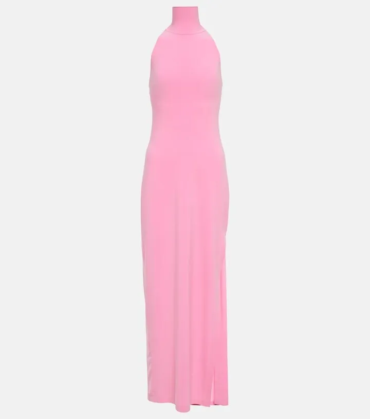 Halterneck jersey maxi dress