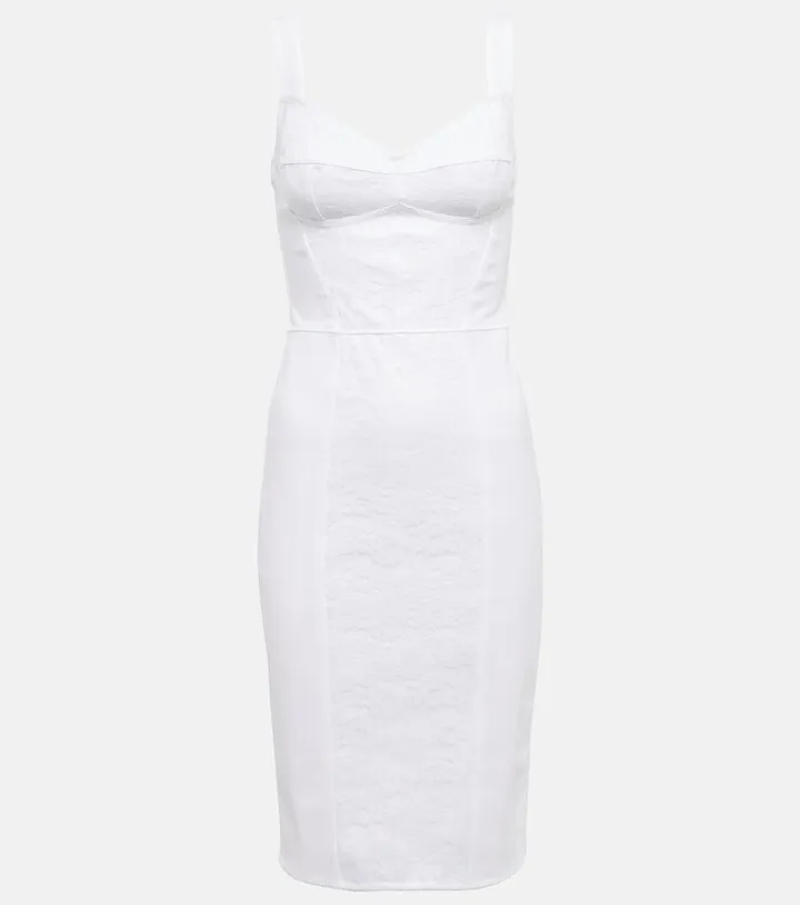 Bustier lace-trimmed midi dress