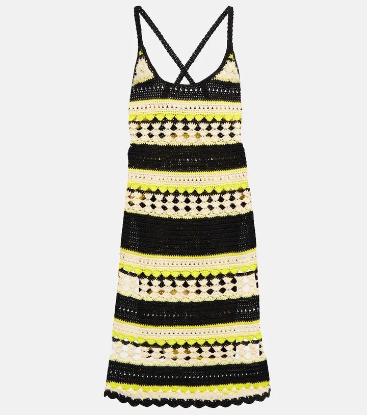 Logo striped crochet minidress