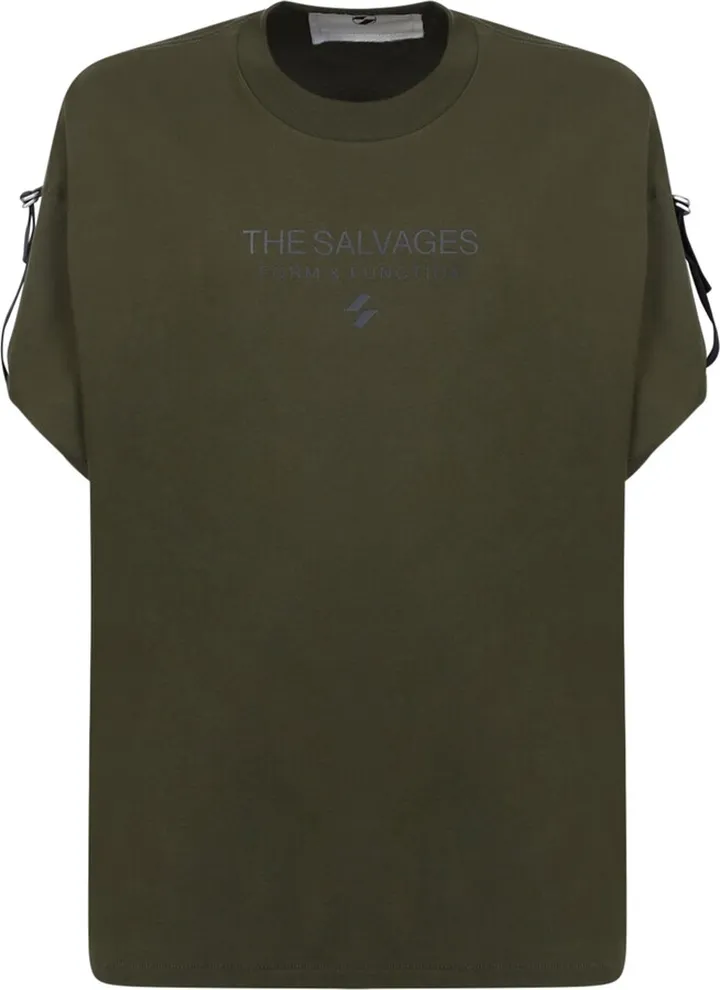 Roundneck. Short raglan sleeves. Drop shoulder. Logo print to the front. Contrasting logo. Ring detail on the shoulders. Straight hem. Color: military green Material: 100% CottonComposition: 100% Cotton