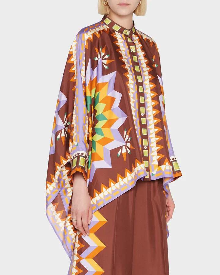 Abstract-Print Silk Foulard Shirt