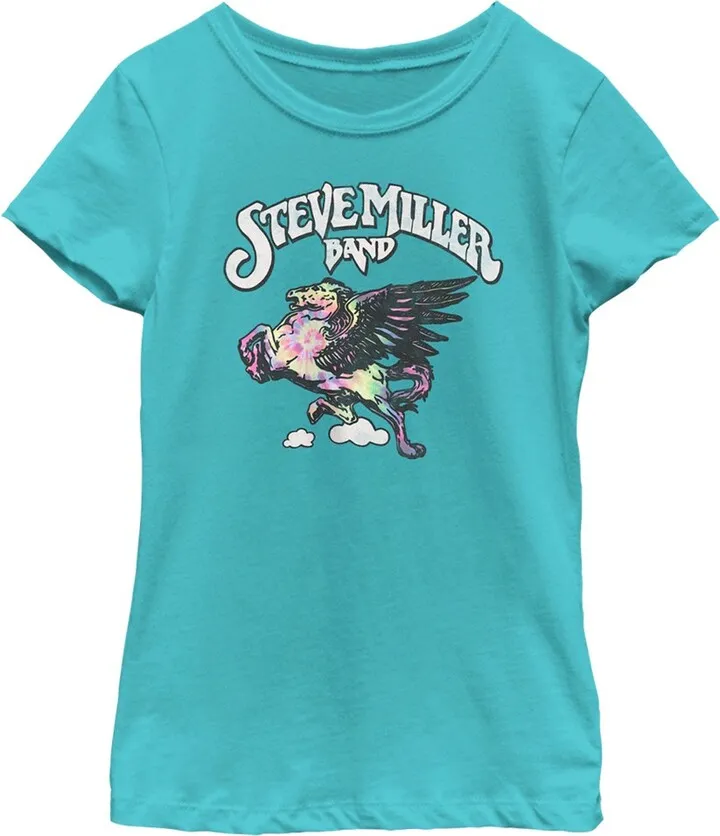 Girl's Steve Miller Band Tie-Dye Logo T-Shirt - Tahiti Blue - X Large