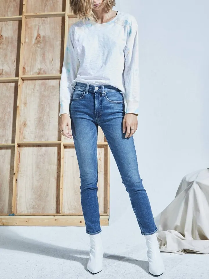 High Waist Vintage Denim Slim Jean in Ives