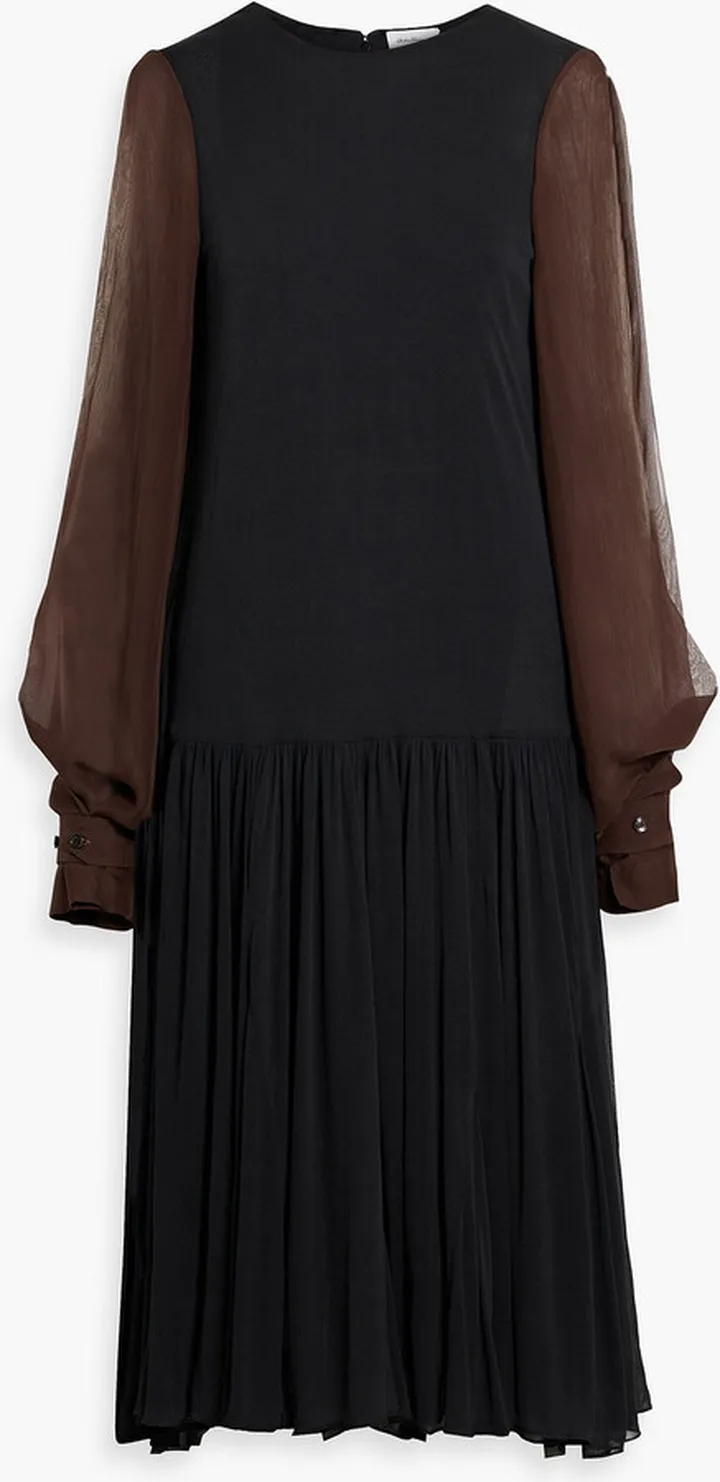 Chiffon-paneled crepe dress