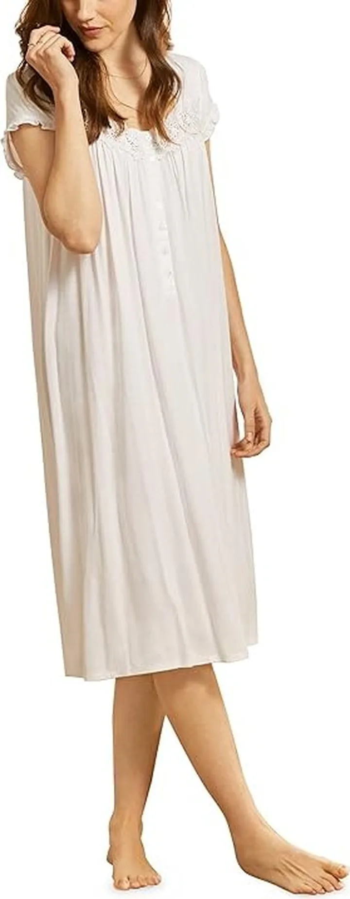 Eileen West Cap Sleeve Waltz Gown (White) Women's Pajama