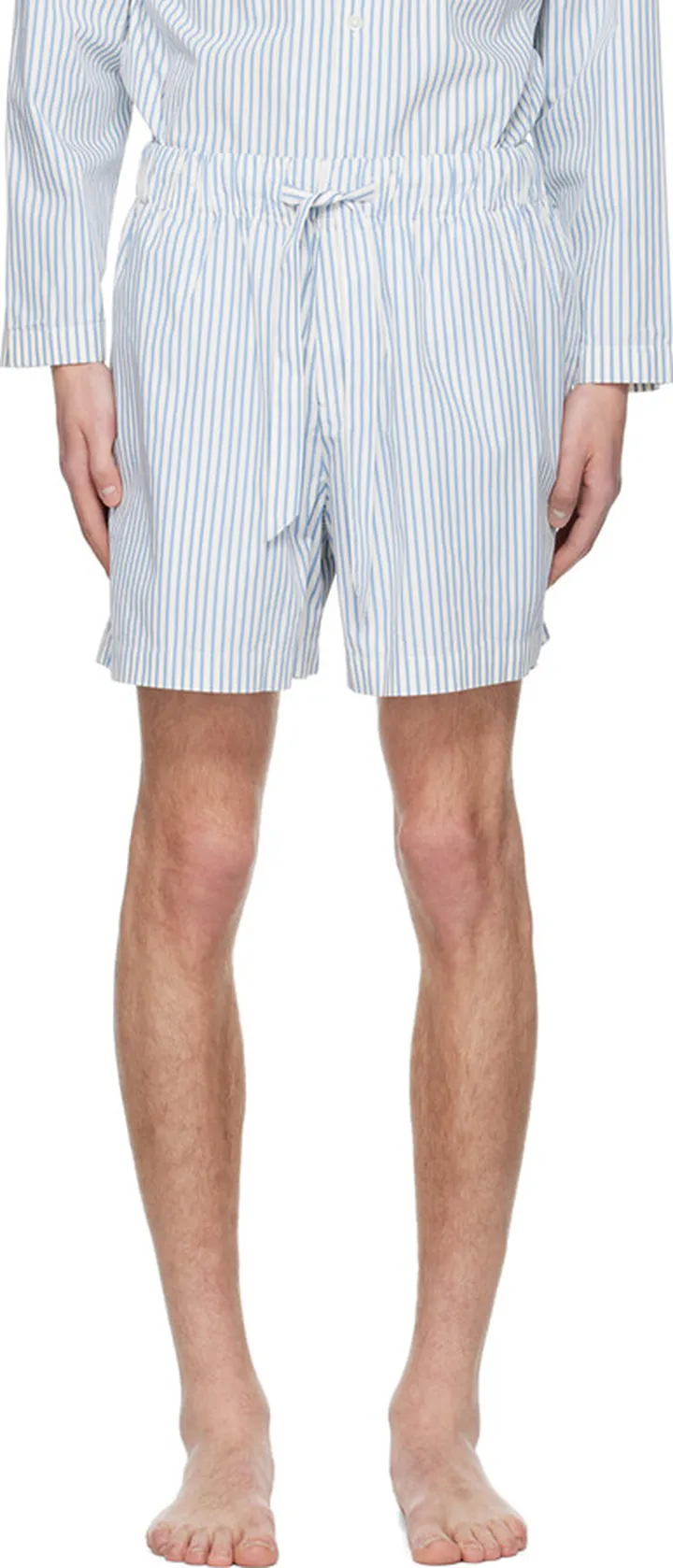 Tekla Blue & White Striped Pyjama Shorts