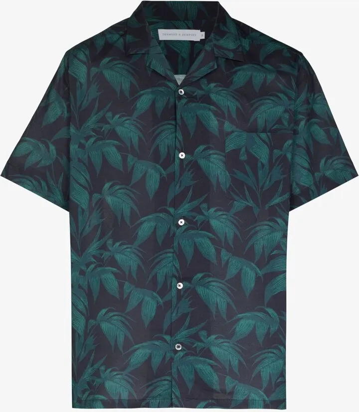 Navy Byron Tropical Print Cotton Pyjama Shirt